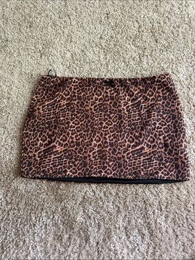 Edikted Leopard Print Mini Skirt in Brown